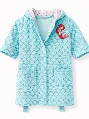 Nautica Mermaid Hooded Bathrobe for Girls | Plush Terry Cloth | Size M (7/8)